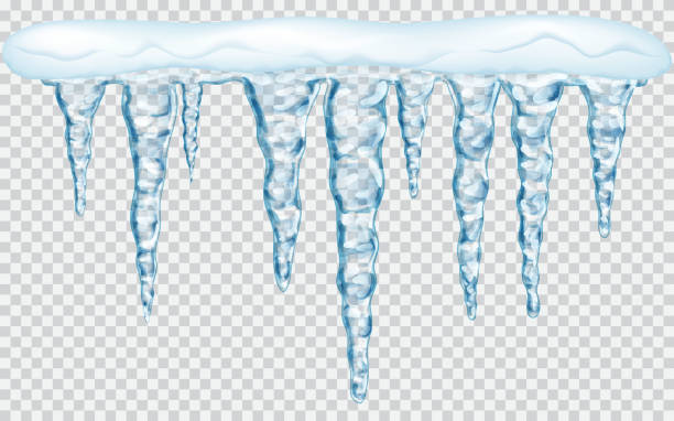 ilustraciones, imágenes clip art, dibujos animados e iconos de stock de carámbanos colgantes con nieve - icicle