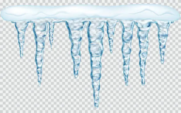 Vector illustration of Hanging icicles with snow