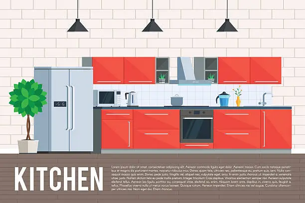 Vector illustration of Kitchen interior design