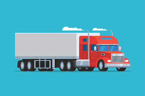 ilustrações, clipart, desenhos animados e ícones de caminhão semi grande - flatbed truck truck truck driver heavy