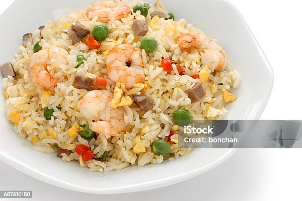 Fried Rice Chinese Cuisine Yangzhou Style Stock Photo - Download Image Now - Chinese Food, Fried Rice, Yangzhou