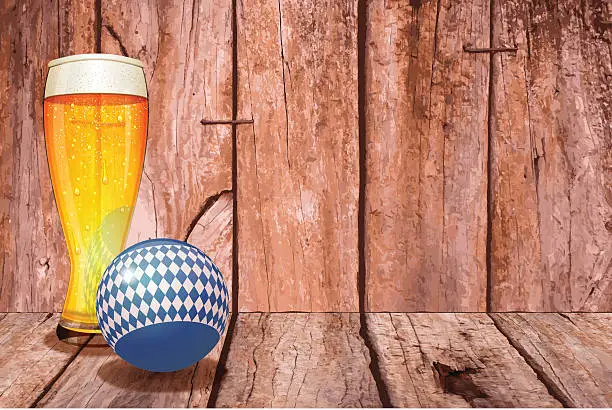 Vector illustration of Beer Fest background [Bavarian sphere & board & beer]