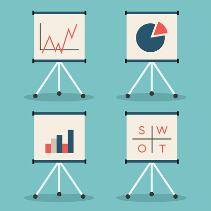 Set Of Flip Charts With Various Data Stock Illustration - Download Image  Now - Analyzing, Scrutiny, Infographic - iStock