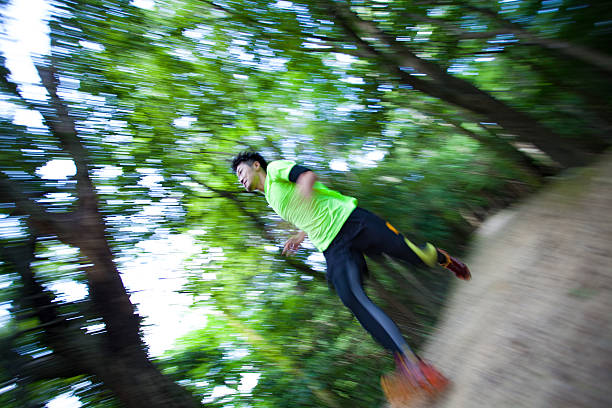 istock Young Japanese man streching 607613918