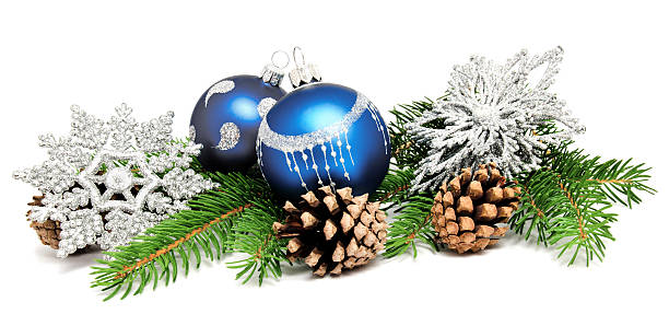 istock Christmas decoration balls with fir cones 607615364