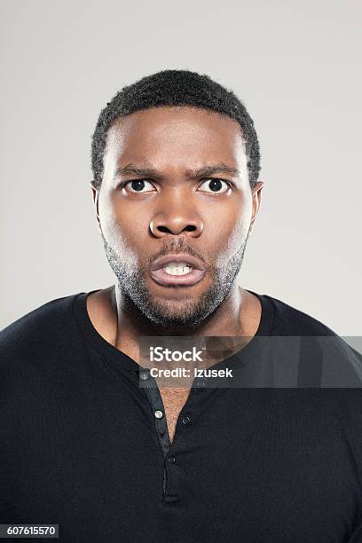 Portrait Of Angry Afro American Young Man Stock Photo - Download Image Now - Adult, Adults Only, African Ethnicity