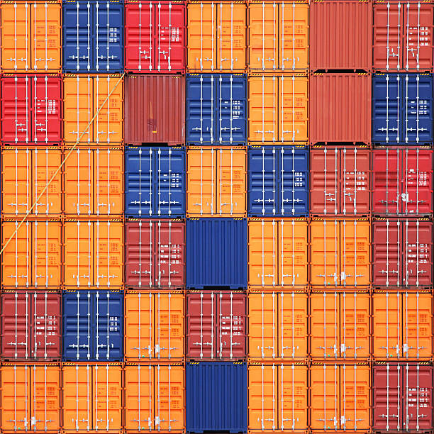 istock Cargo containers port shipping background 607618898