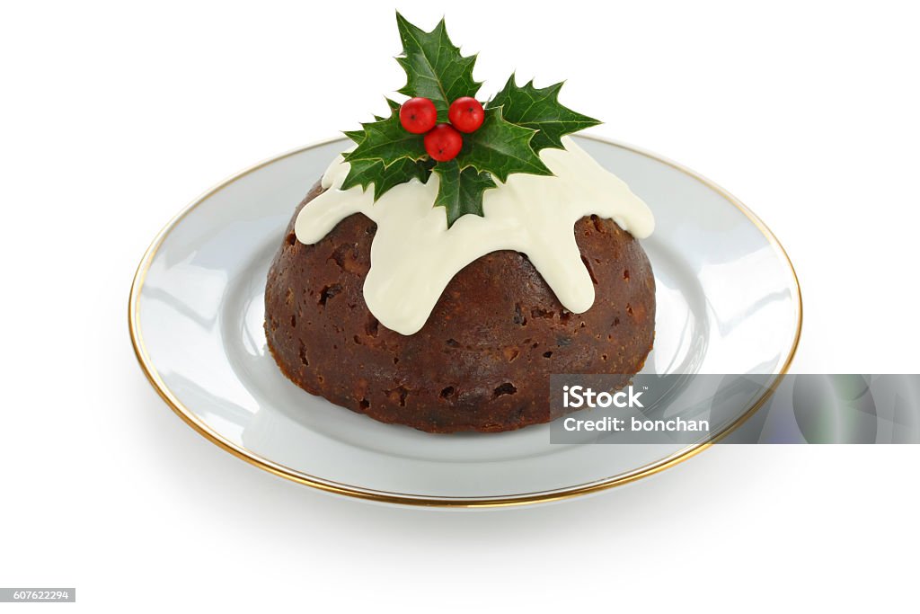 homemade christmas pudding Christmas Cake Stock Photo