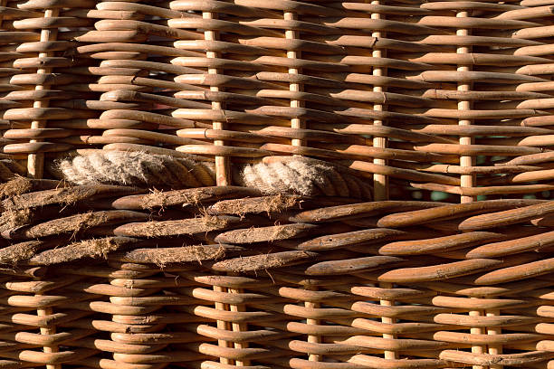 Close-up shooting of wooden hot air balloon basket.