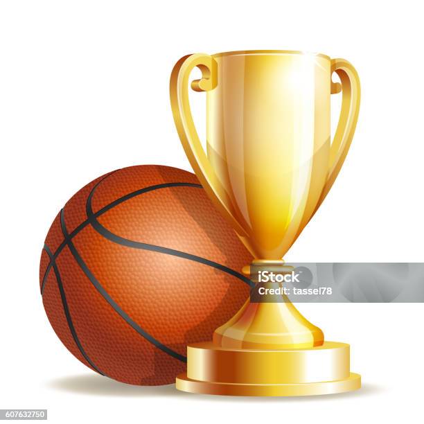 Golden Trophy Cup With A Basketball Ball Stock Illustration - Download Image Now - Achievement, Award, Basket