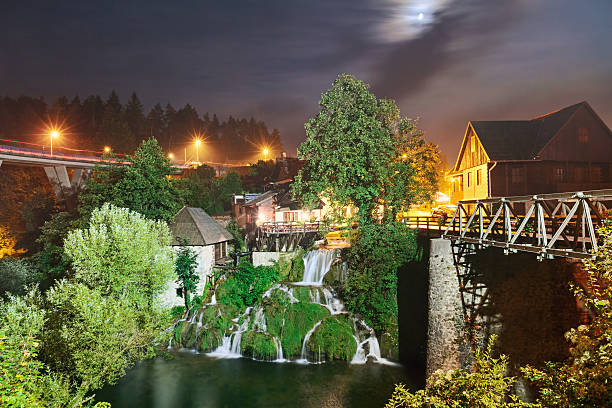 Rastoke at night stock photo