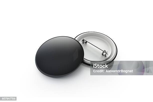 Blank Black Button Badge Stack Mockup Isolated Clipping Path Stock Photo - Download Image Now