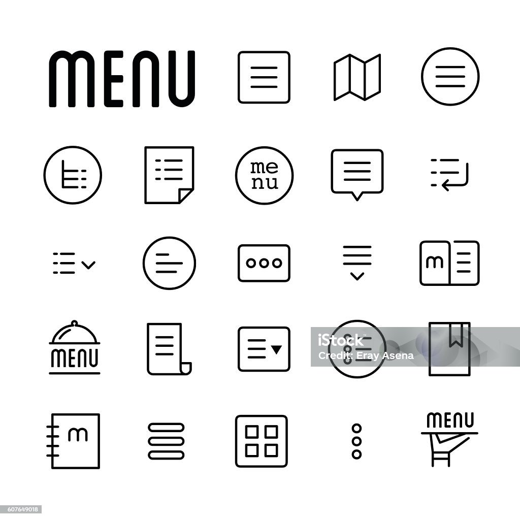 Menu line icons Set of vector menu icons, outline style Menu stock vector