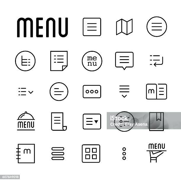 Menu Line Icons Stock Illustration - Download Image Now - Menu, Connection, Graphical User Interface