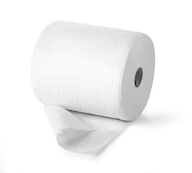istock Simple toilet paper on white 607649822