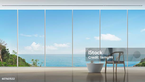 Coffee Time In Luxury Sea View Interior Of Modern Home Stock Photo - Download Image Now