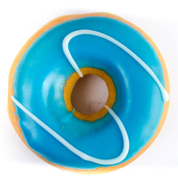 Sweet iced blue donut stock photo