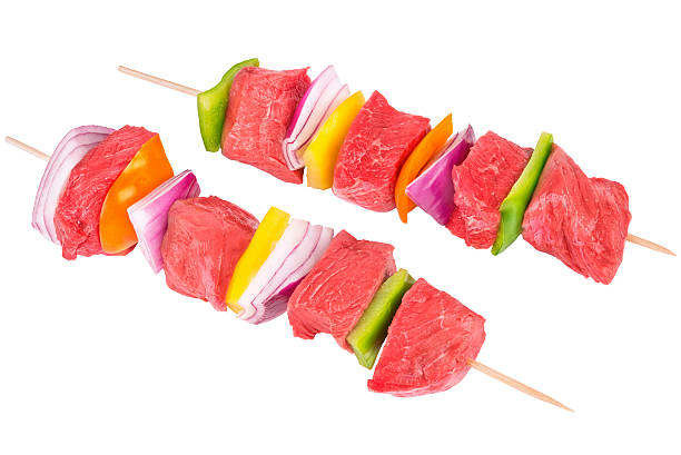 istock Skewer set of red meat and vegetables 607655768