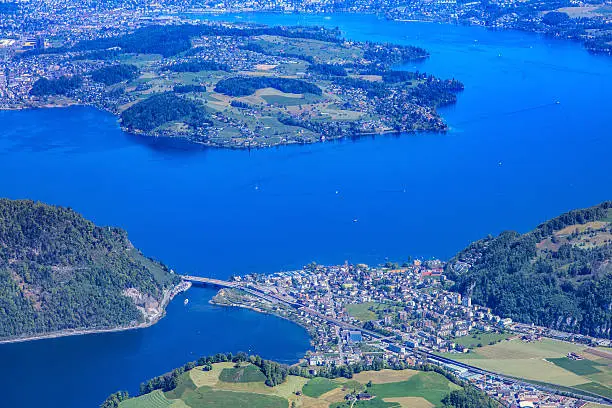 View on Lake Lucerne from Mt. Stanserhorn in the Swiss canton of Nidwalden.