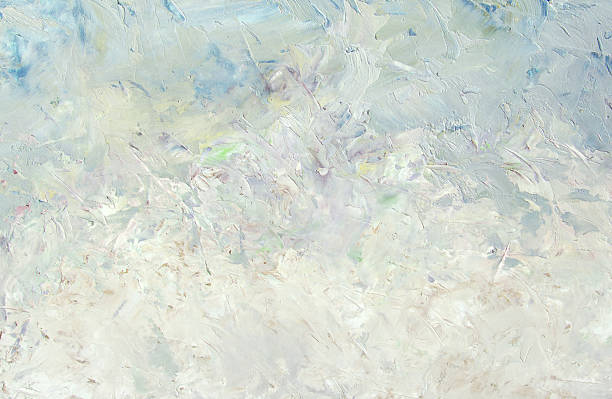arrière-plan abstrait de peinture à l’huile blanc blanc clair d’hiver - toile à peindre photos et images de collection