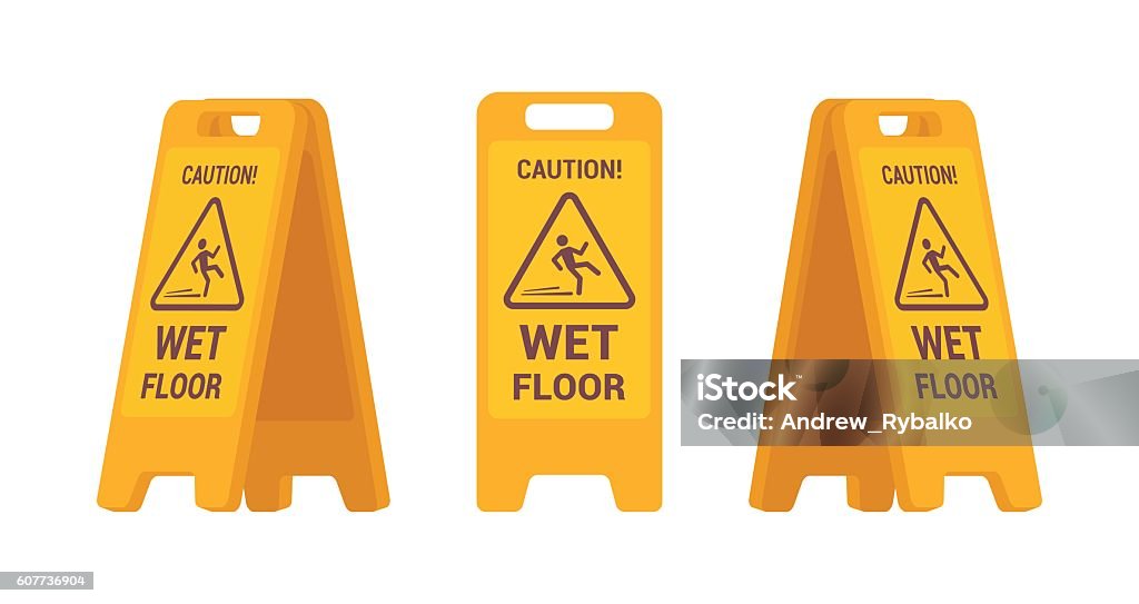 Set of wet floor sign Set of wet floor sign isolated against white background. Cartoon vector flat-style illustration Flooring stock vector
