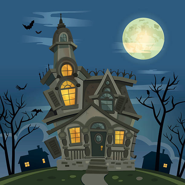 Halloween Haunted House vector art illustration