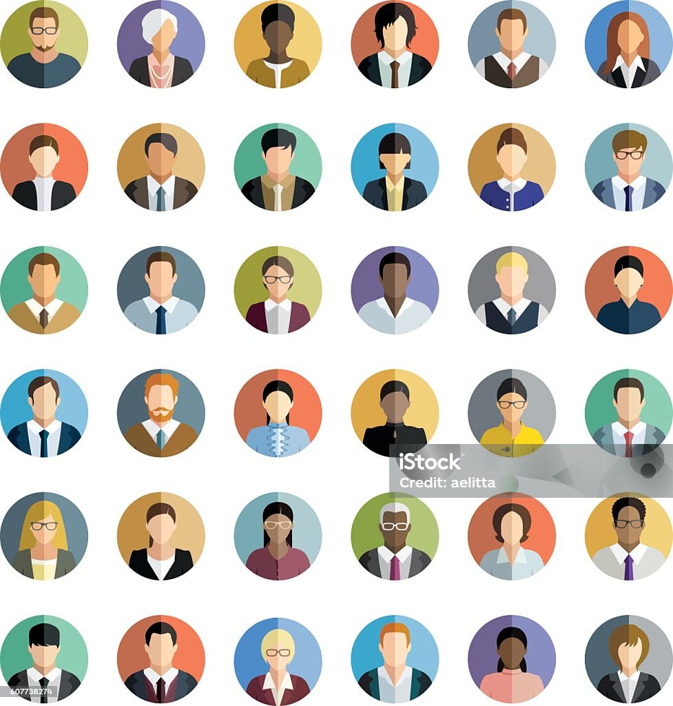 Business People. Icons set. Set of thirty-six people icons. Icon Symbol stock vector