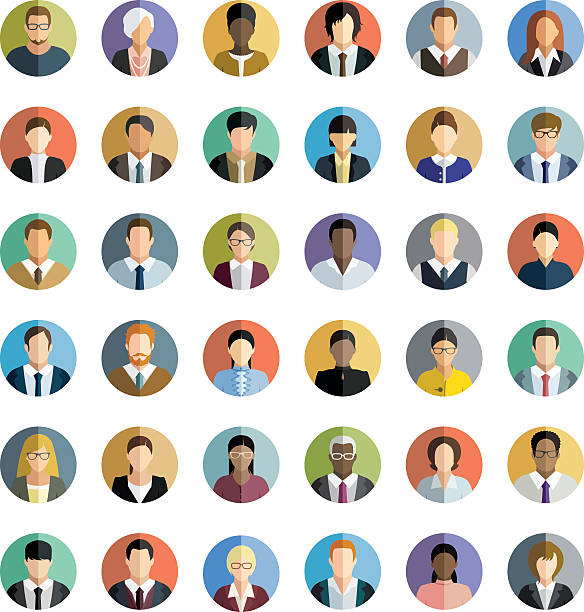 Business People. Icons set. Set of thirty-six people icons. avatar stock illustrations