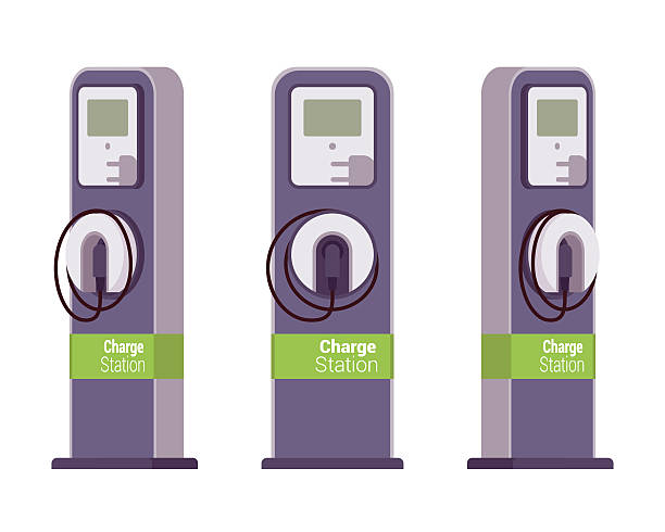 ilustrações de stock, clip art, desenhos animados e ícones de electric vechle charging station - road transportation environmental conservation hybrid vehicle