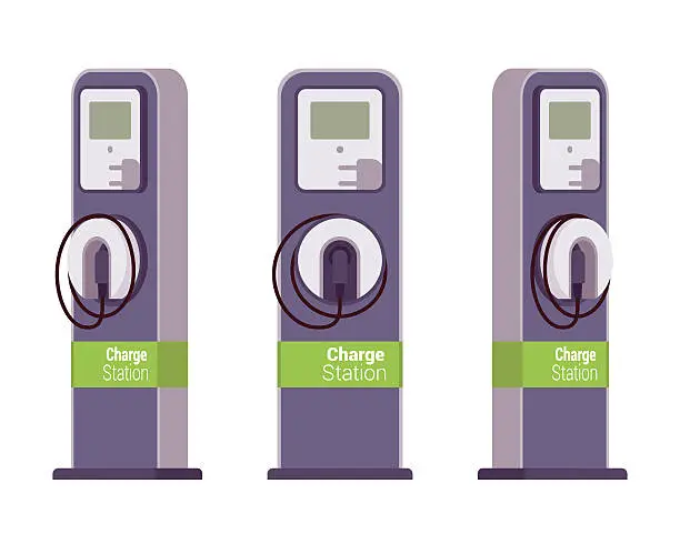 Vector illustration of Electric vechle charging station