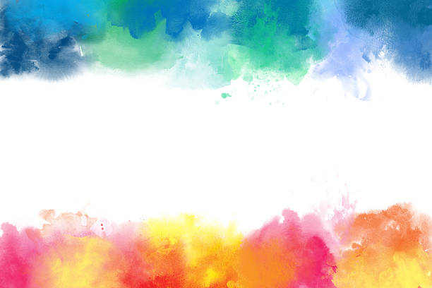 istock Colorful watercolor abstract borders 607745212