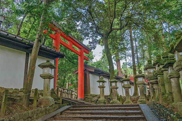 Nara, Japan - August 16, 2016: Scenery of Kasugataisha shrine in ancient city Nara, in Nara Prefecture.
