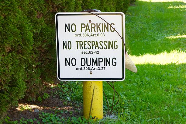 istock No Parking, No Trespassing, No Dumping Sign 607749740