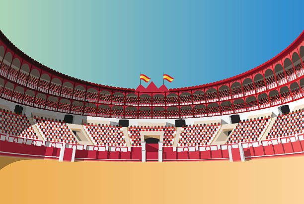 Spanish bullfight arena Spanish bullfight arena bullring stock illustrations