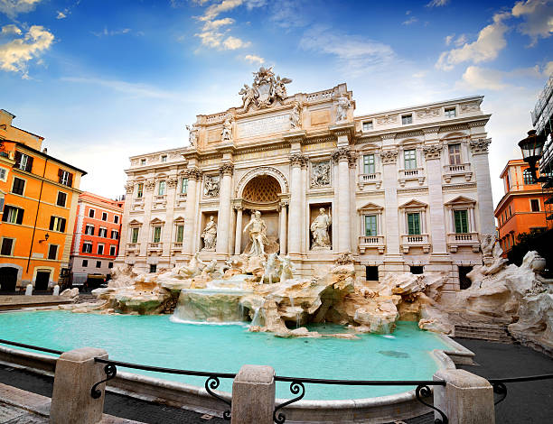 fontanna de trevi - trevi fountain rome fountain monument zdjęcia i obrazy z banku zdjęć