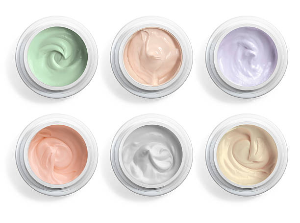 istock Hygienic cream, top view 607750524