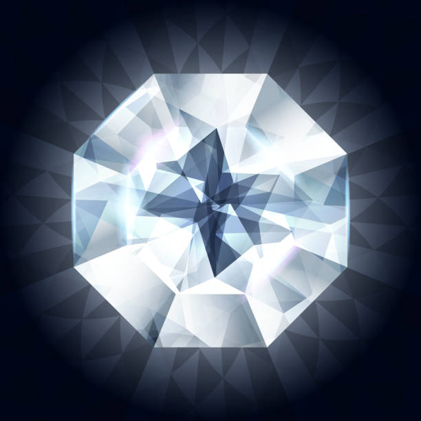 Realistic Diamond In Top View On Shiny Stock Illustration - Download Image Now - Diamond - Gemstone, Vector, Backgrounds - iStock