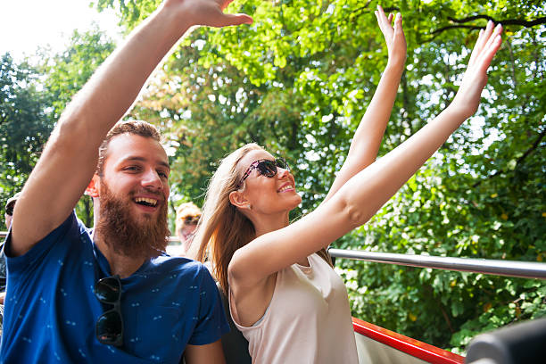 istock Friends traveling by tour bus 607752554