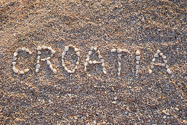 istock Stone inscription on the pebbles 607753466