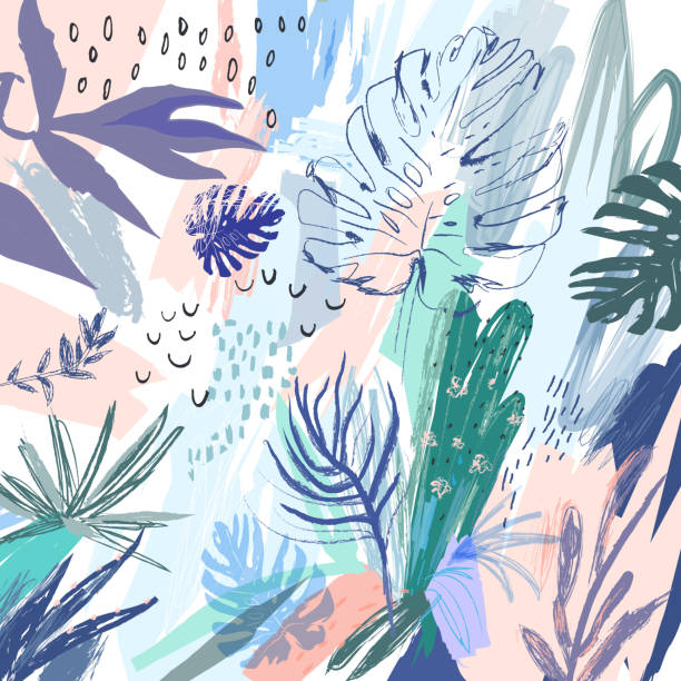 illustrazioni stock, clip art, cartoni animati e icone di tendenza di sfondo floreale universale creativo in stile tropicale. - abstract flower tropical climate single flower