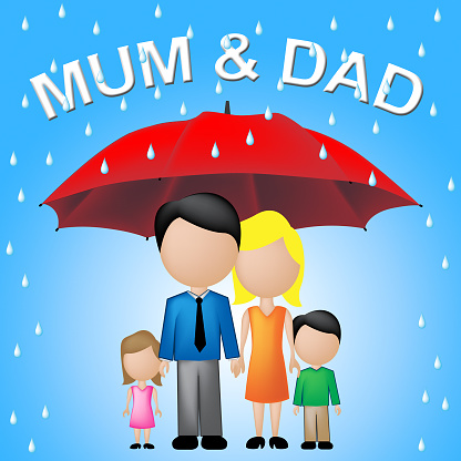 Mum Dad Meaning Father's Day And Parasols
