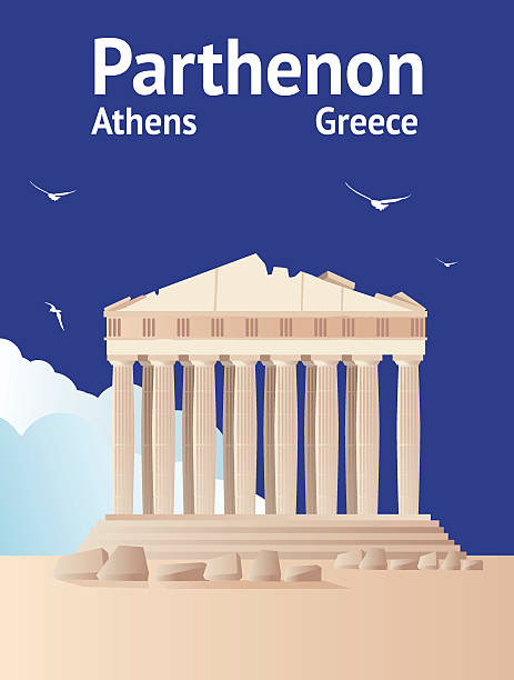 파르테논 신전 - greek pantheon stock illustrations