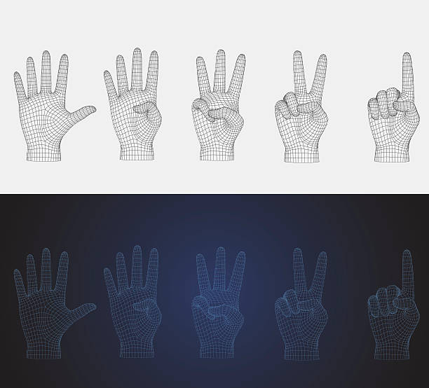 ilustrações, clipart, desenhos animados e ícones de configuração de fixação de fio vetorial 3d em vários estilos - hand sign human hand sign language three fingers