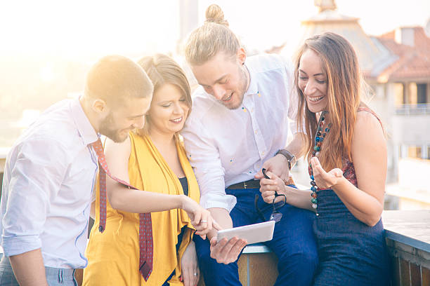 istock Group Of Businesspeople Taking  With tablet 607759638