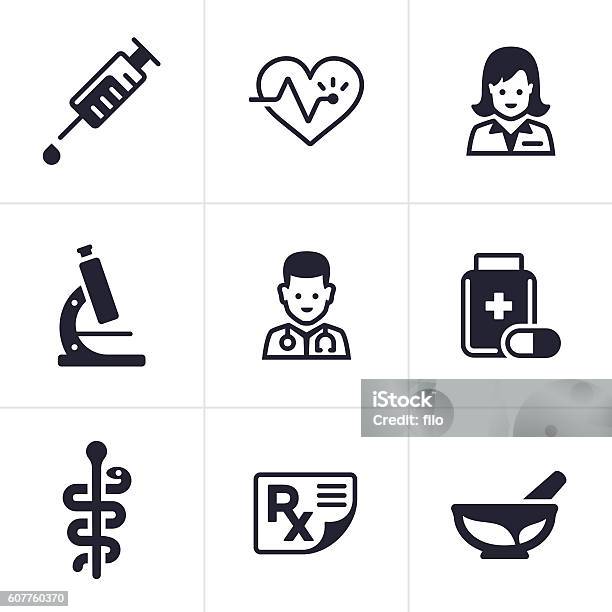 Health Care And Medical Icons Stock Illustration - Download Image Now - Icon Symbol, Pharmacy, Vector