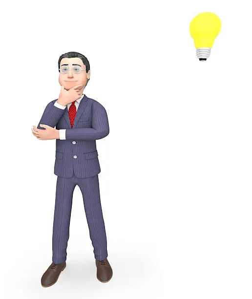Photo of Character Thinking Indicates Power Source And Business 3d Render