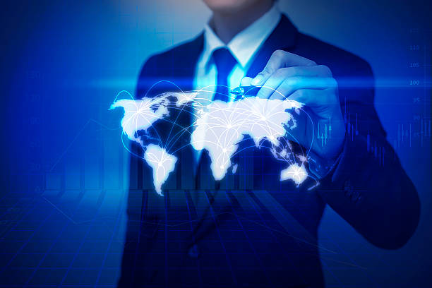 istock Business man and world connect 607766258