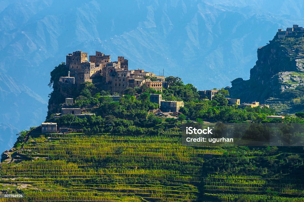 Yemen, AL Mahvit Beautiful Landscape of Valley near, Al Mahwit in Yemen. Yemen Stock Photo