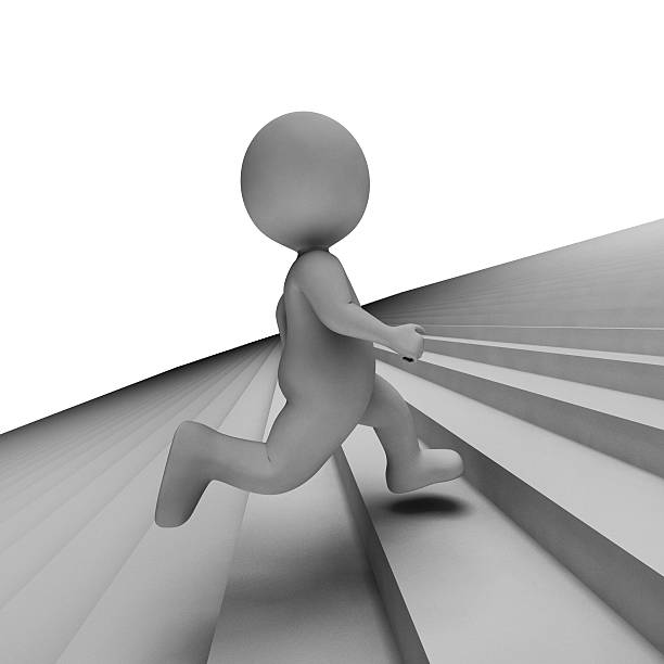 istock Stairs Character Means Jogger Progress And Jog 3d Rendering 607772724