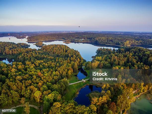 Top View Of Lakes Next To Trakai And Vilnius Lithuania Stock Photo - Download Image Now